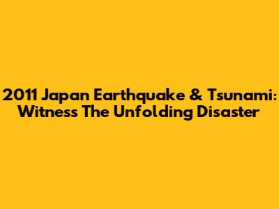 2011 Japan Earthquake & Tsunami: Witness The Unfolding Disaster