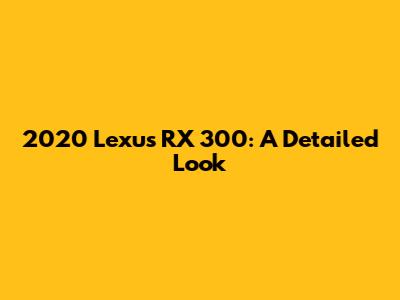 2020 Lexus RX 300: A Detailed Look