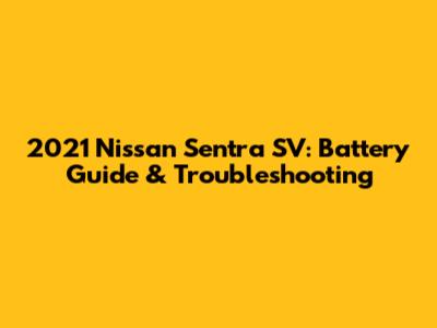 2021 Nissan Sentra SV: Battery Guide & Troubleshooting