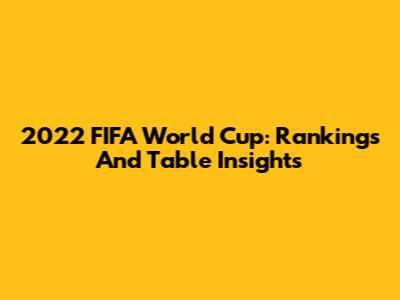 2022 FIFA World Cup: Rankings And Table Insights