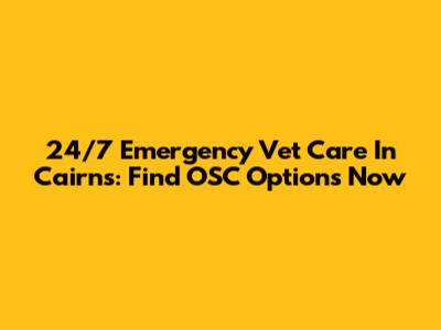 24/7 Emergency Vet Care In Cairns: Find OSC Options Now