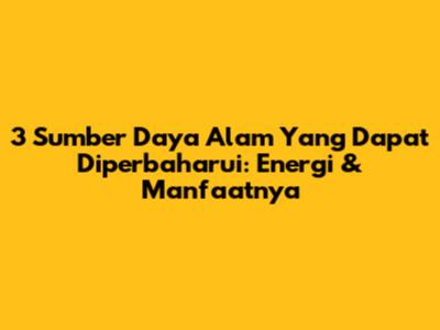 3 Sumber Daya Alam Yang Dapat Diperbaharui: Energi & Manfaatnya