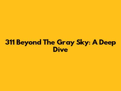 311 Beyond The Gray Sky: A Deep Dive