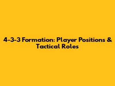 4-3-3 Formation: Player Positions & Tactical Roles