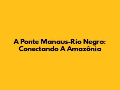 A Ponte Manaus-Rio Negro: Conectando A Amazônia