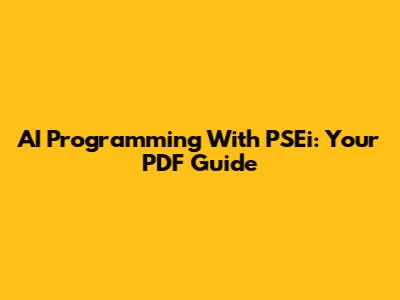 AI Programming With PSEi: Your PDF Guide