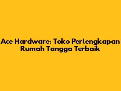 Ace Hardware: Toko Perlengkapan Rumah Tangga Terbaik