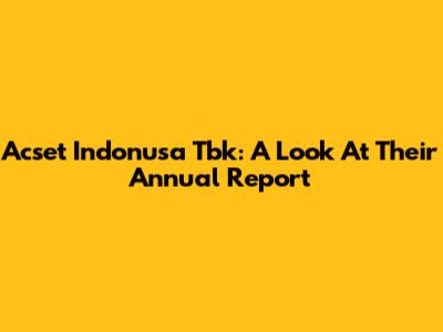 Acset Indonusa Tbk: A Look At Their Annual Report