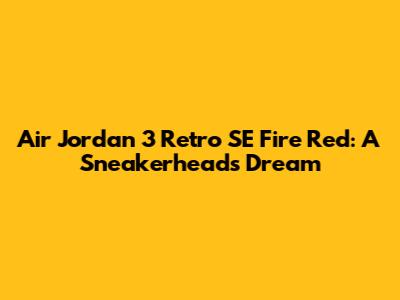Air Jordan 3 Retro SE Fire Red: A Sneakerhead's Dream