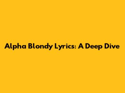 Alpha Blondy Lyrics: A Deep Dive