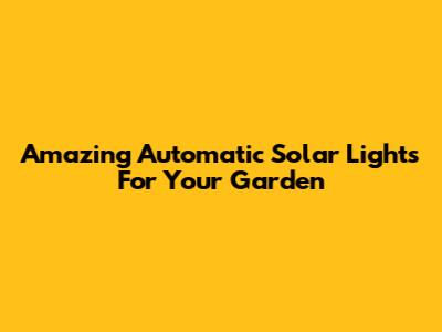 Amazing Automatic Solar Lights For Your Garden