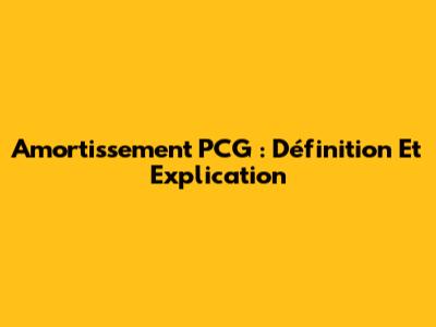 Amortissement PCG : Définition Et Explication
