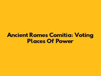 Ancient Rome's Comitia: Voting Places Of Power