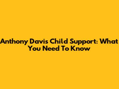 Anthony Davis' Child Support: What You Need To Know