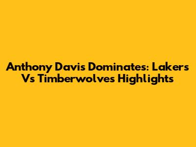 Anthony Davis Dominates: Lakers Vs Timberwolves Highlights