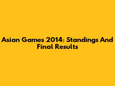 Asian Games 2014: Standings And Final Results