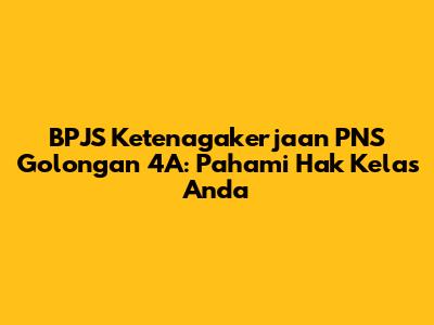 BPJS Ketenagakerjaan PNS Golongan 4A: Pahami Hak Kelas Anda
