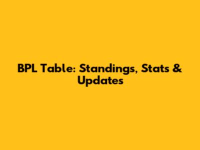 BPL Table: Standings, Stats & Updates