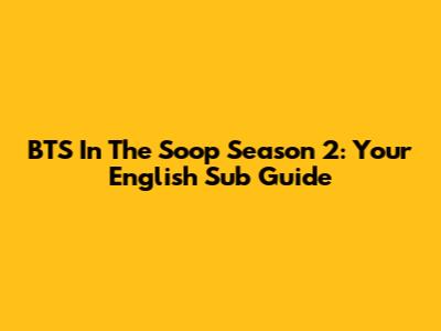 BTS In The Soop Season 2: Your English Sub Guide