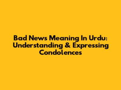 Bad News Meaning In Urdu: Understanding & Expressing Condolences