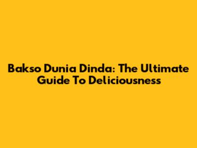 Bakso Dunia Dinda: The Ultimate Guide To Deliciousness