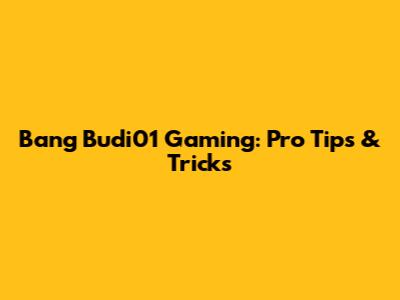 Bang Budi01 Gaming: Pro Tips & Tricks