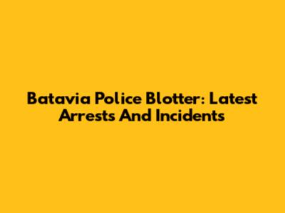 Batavia Police Blotter: Latest Arrests And Incidents