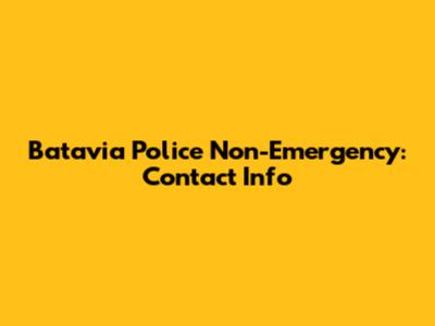 Batavia Police Non-Emergency: Contact Info