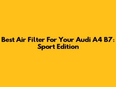 Best Air Filter For Your Audi A4 B7: Sport Edition
