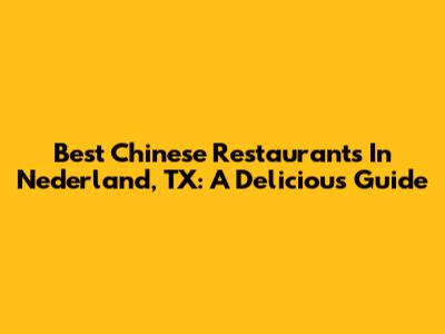 Best Chinese Restaurants In Nederland, TX: A Delicious Guide