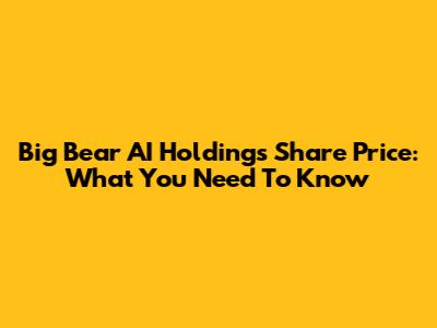 Big Bear AI Holdings Share Price: What You Need To Know