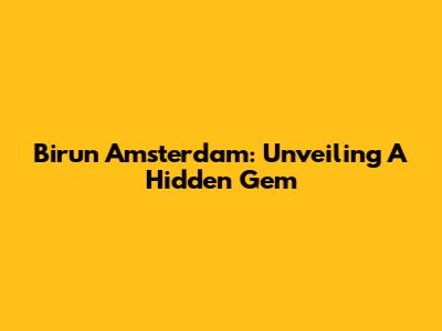 Birun Amsterdam: Unveiling A Hidden Gem