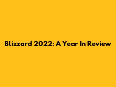 Blizzard 2022: A Year In Review