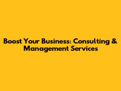 Boost Your Business: Consulting & Management Services