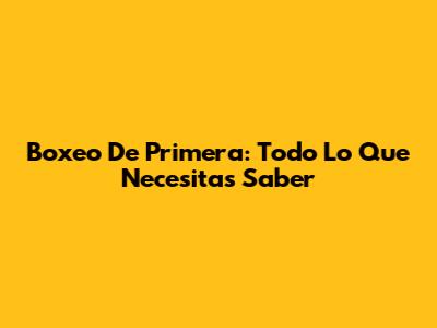 Boxeo De Primera: Todo Lo Que Necesitas Saber