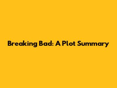 Breaking Bad: A Plot Summary