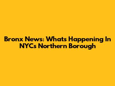 Bronx News: What's Happening In NYC's Northern Borough