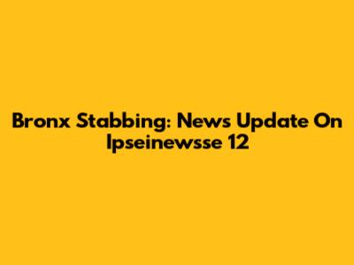 Bronx Stabbing: News Update On Ipseinewsse 12