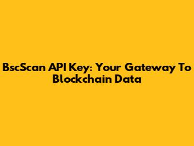 BscScan API Key: Your Gateway To Blockchain Data