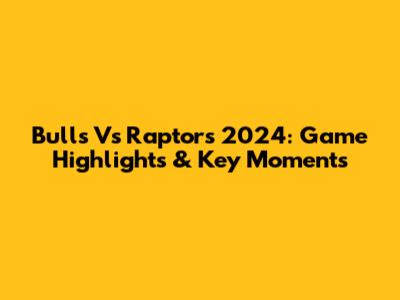 Bulls Vs Raptors 2024: Game Highlights & Key Moments