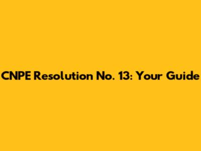 CNPE Resolution No. 13: Your Guide