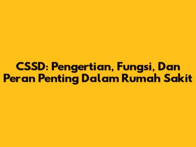 CSSD: Pengertian, Fungsi, Dan Peran Penting Dalam Rumah Sakit