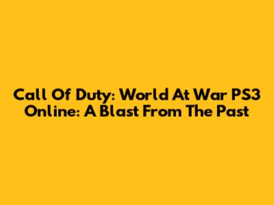 Call Of Duty: World At War PS3 Online: A Blast From The Past
