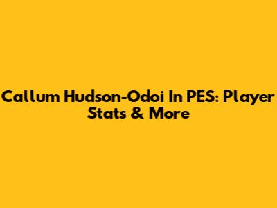 Callum Hudson-Odoi In PES: Player Stats & More