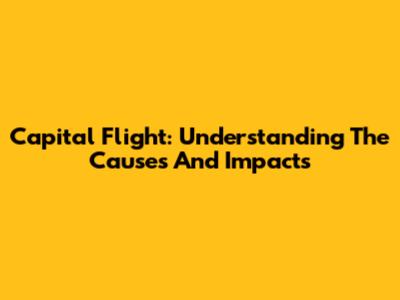 Capital Flight: Understanding The Causes And Impacts