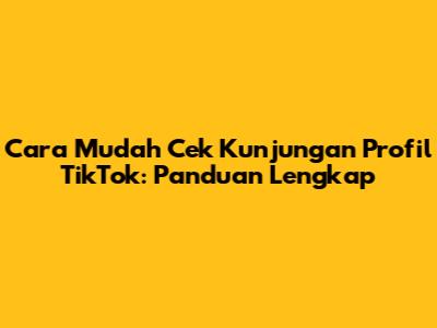 Cara Mudah Cek Kunjungan Profil TikTok: Panduan Lengkap