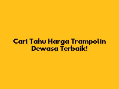 Cari Tahu Harga Trampolin Dewasa Terbaik!