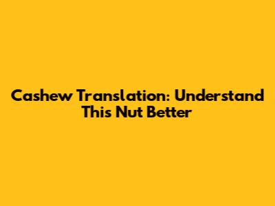 Cashew Translation: Understand This Nut Better