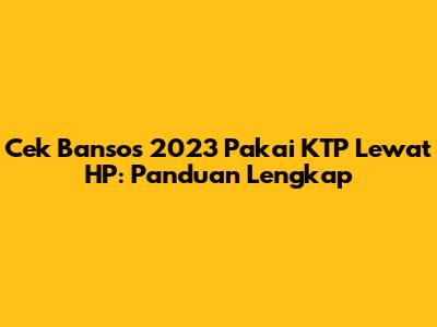 Cek Bansos 2023 Pakai KTP Lewat HP: Panduan Lengkap