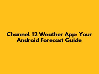 Channel 12 Weather App: Your Android Forecast Guide